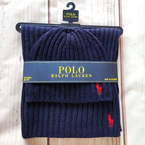 Polo Ralph Lauren Other - NWT Polo Ralph Lauren Beanie Hat & Scarf Set Navy Blue Men's Accessories Unisex